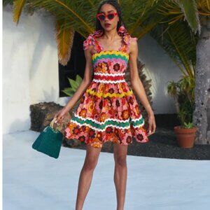 Celia B Lazuli Tropical Colorful Printed Sleeveless Mini Dress size medium